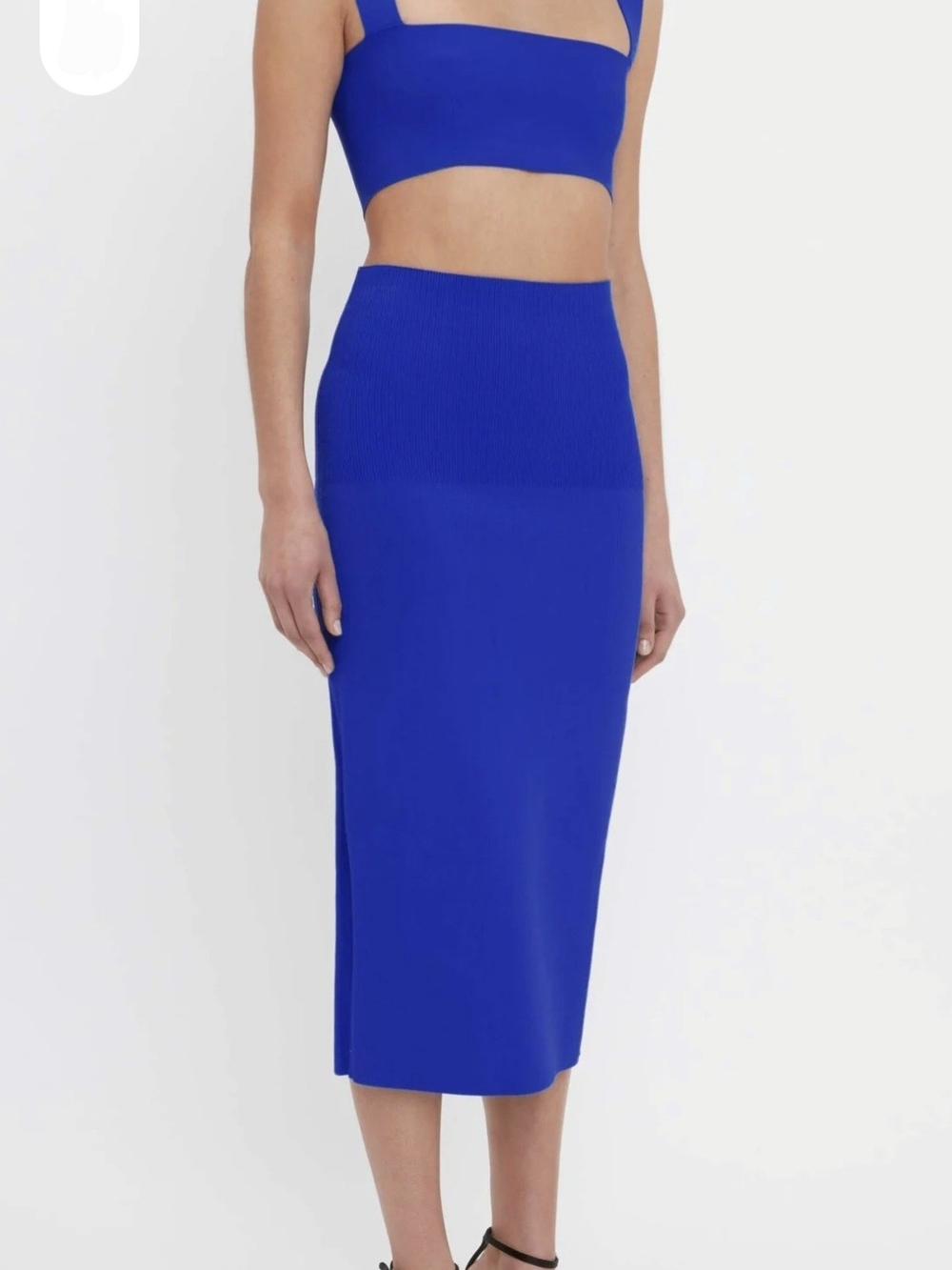 Bold Cobalt Midi Knit Skirt - Unbranded